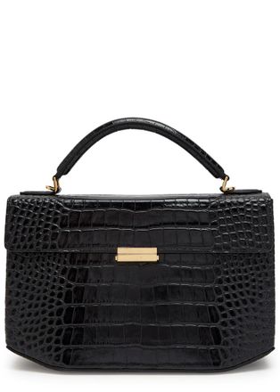 Toteme Crocodile-effect Leather top Handle bag - Black - One Size