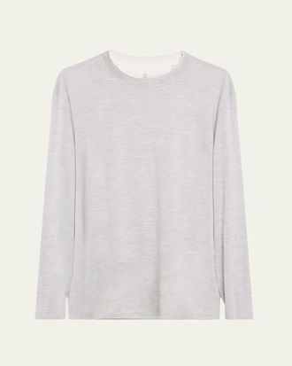 Brunello Cucinelli Mens Silk and Cotton Long-Sleeve Crewneck T-Shirt
