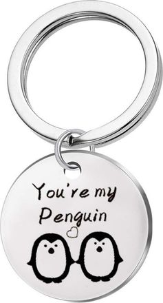 Generic Stainless Steel Keychain Penguin Letter Pattern Handbags Purse Pendant Keyring Chain Practical and professional