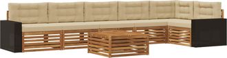 vidaXL Conjunto De Sof&aacute;s De Exterior 7 Uds. Natural Y Beige Poli&eacute;ster Vidaxl