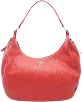 Prada Pre-owned Vit.daino Leren Schoudertas - Dames - Vintage Schoudertas - Rood - ONE Size - Leer - Vintage