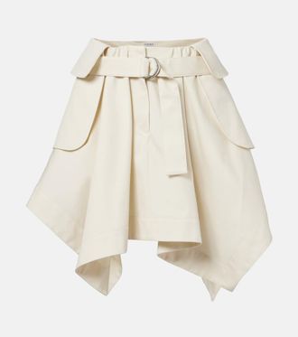 Loewe Minifalda asim&eacute;trica de gabardina de algod&oacute;n y seda