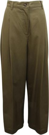 Max Mara Nebbie Broeken - Dames - Straight fit broeken - Groen - M - Leer - Broeken