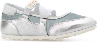 Marni Womens Silver Mesh And Leather Soccer Retro Ballerinas Lightbluesilver Sneaker