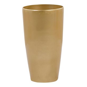 Beliani Maceta De Mezcla De Piedra Dorada 32 Cm Brillante Moderno Interior Exterior Tseria