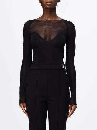 Elisabetta Franchi Long-Sleeved Jersey Bodysuit with Round Neckline