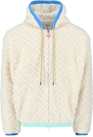 Casablanca Jacquard Monogram Fleece Jacket - White And Blue