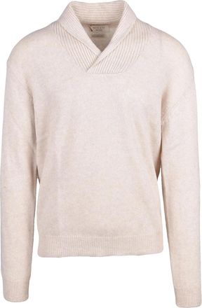 Wool & Co Beige Ribbed Shawl Collar Wool Sweater