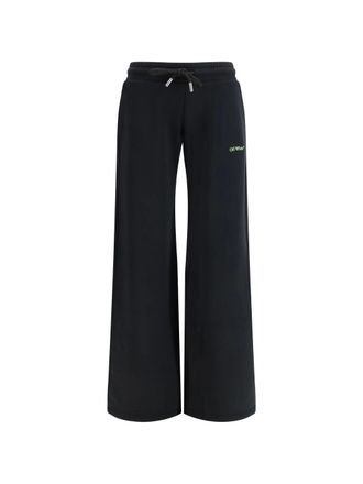 Off-white Wide-Leg Cotton Sweatpants With Drawstring Waistband