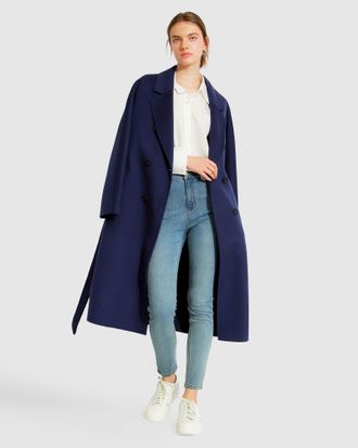 Belle & Bloom Boss Girl Double-Breasted Lined Wool Coat