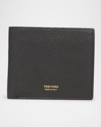 Tom Ford Mens T Line Grained Leather Bifold Wallet