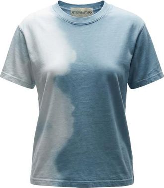 ALYSON EASTMAN Vintage Style Tee in White And Denim Blue at Nordstrom, Size Large