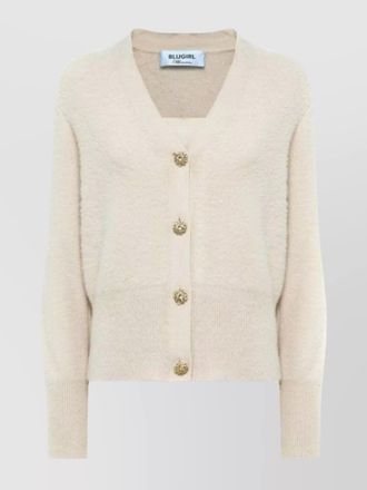 Blugirl v-neck sweater with button embellishments and long sleeves