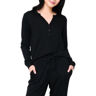 Gibsonlook Serene Mornings Henley Top in Black at Nordstrom Rack, Size Xx-Small
