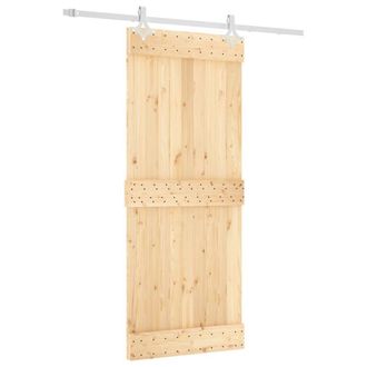 Berkfield Home Sliding Door with Hardware Set 85x210 cm Solid Wood Pine in Natural
