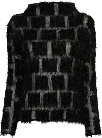 Issey Miyake pleated frayed-detailed top - women - Polyester - 2 - Black