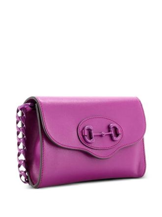 Gucci Horsebit 1955 Curved Flap Shoulder Bag Leather Mini crossbody bag - Purple
