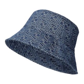 Fendi Hats, male, Blue, Size: M Blue Denim Bucket Hat Made in Italy