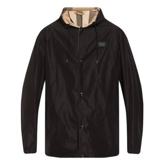 Burberry Reversible Check Logo Hooded Jacket, Size Medium