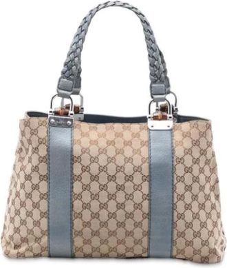 Gucci Pre-owned Handbags, female, Beige, Size: ONE SIZE Pre-owned Canvas Tote
