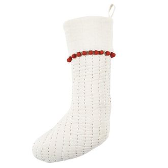 Ballard Designs Audree Pom Pom Stocking - Ivory - Ballard Designs