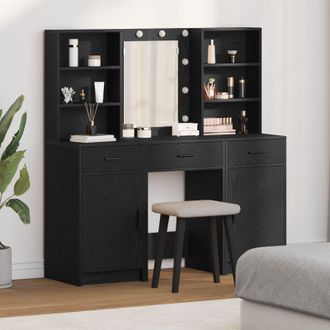 Berkfield Home 3 Piece Dressing Table Set Black Engineered Wood