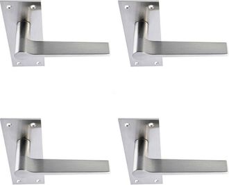 Loops 4x PAIR Flat Straight Handle on Slim Bathroom Backplate 150 x 50mm Satin Nickel