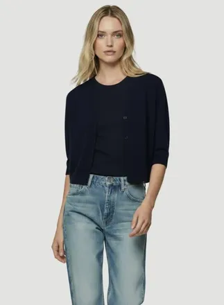 Majestic Filatures Cashmere Elbow Sleeve Crewneck Cardigan in Marine at Nordstrom, Size 1
