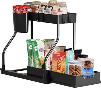 OEM Estante Deslizante Multicapa Para Almacenamiento En Cocina, Ba&ntilde;o, Lavabo Y Otros Art&iacute;culos (negro)