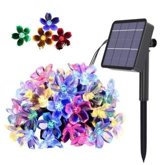 OEM L&aacute;mparas Solares De Jard&iacute;n Con Forma De Flor, 7 M, 50 Led Multicolor - Para Decoraci&oacute;n De Jard&iacute;n