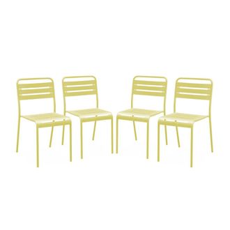 Sweeek Silla de jard&iacute;n bistr&oacute; de acero, set de 4, amarillo