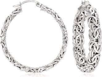Ross-Simons Sterling Silver Large Byzantine Hoop Earrings