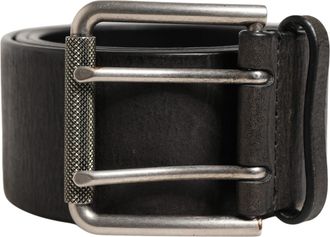 Dolce & Gabbana Men Black Classic Leather Metal Buckle Mens Belt