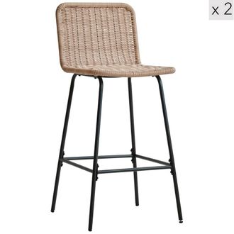 Nordlys Set 2 taburetes en acero y fibras marr&oacute;n