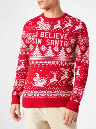 MC2 Saint Barth Man Sweater With I Believe In Santa Lettering