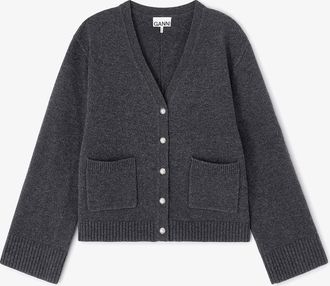 Ganni Mixed Classic Wool Cardigan - Size XS