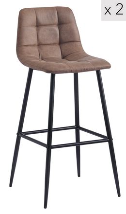 Nordlys Set 2 taburetes altos en acero y tejido marr&oacute;n