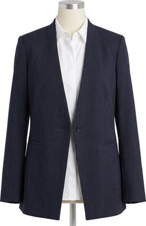Spanx Perfect Collarless Blazer In Navy With White Pinstripes