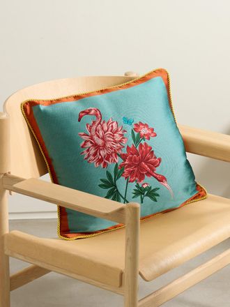 La DoubleJ + Beto Val Cuscino In Raso Jacquard - Blu