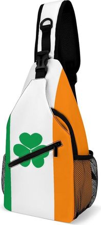 Generic Ireland Flag Shamrock Mens Shoulder Bags Sling Crossbody Backpack Travel Hiking Chest Bag with Small Side 38x20cm