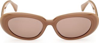 Max Mara 53mm Oval Sunglasses in Black Havana Pale Gold /Brown at Nordstrom