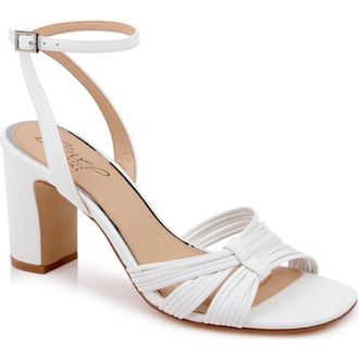 Badgley Mischka Zaylee Ankle Strap Sandal in White Leather at Nordstrom, Size 8.5