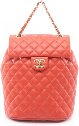 Chanel Orange Leather Backpack (Pre-Owned)