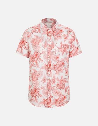 Mountain Warehouse Mens Mountain Warehouse Mens Tropical Leaves Shirt - Rust White - Size: 46/Regular
