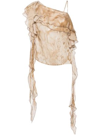 Blumarine abstract-print semi-sheer blouse - Neutrals