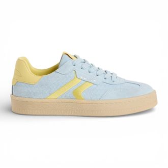 Tamaris Womens Blue Leather Yellow Stripes Trainers Sneaker Shoes