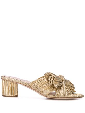 Loeffler Randall Emilia pleated knot sandals - women - Metallized Polyester/Nylon - 10.5 - Gold