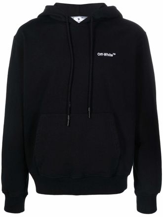 Off-white Katoenen hoodie met geborduurd logo - Zwart