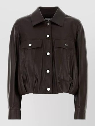 Loewe leather jacket long sleeves collared neck pockets