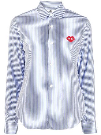 Comme Des Garçons Blouse met logopatch - Blauw